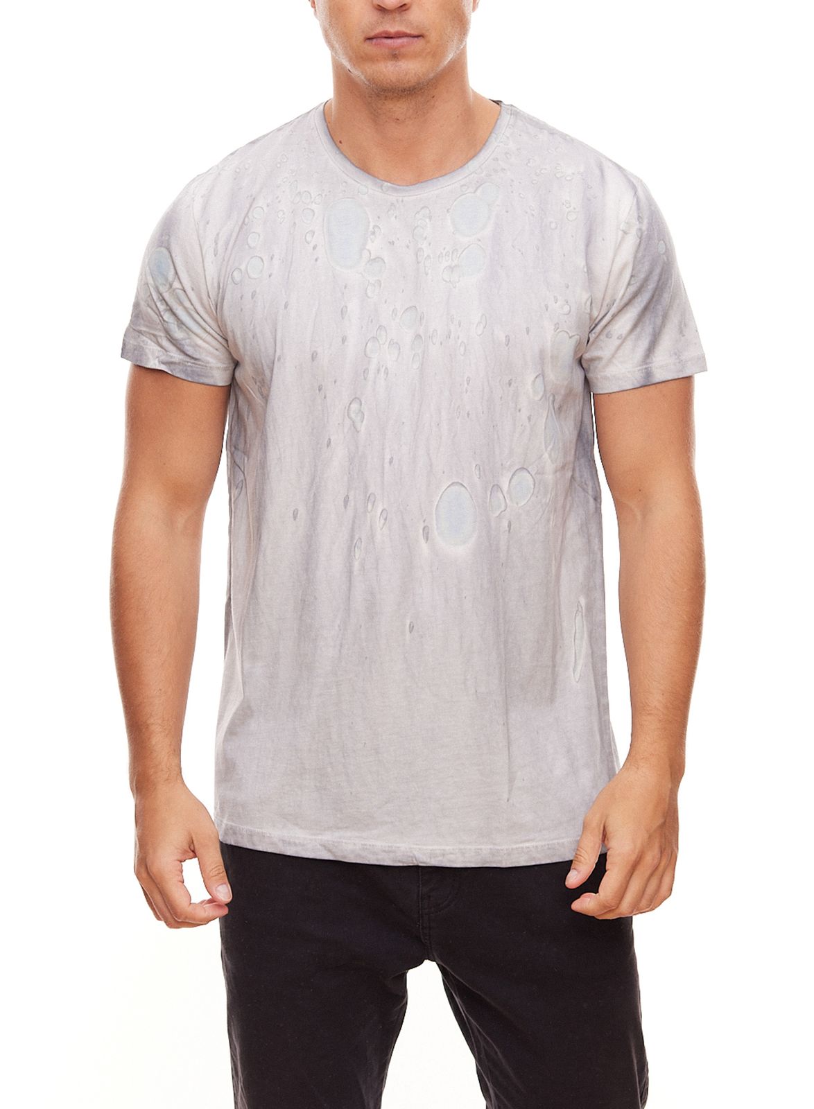 RUSTY NEAL Herren Rundhals-Shirt mit Tropfen-Muster R-15209 Grau von RUSTY NEAL