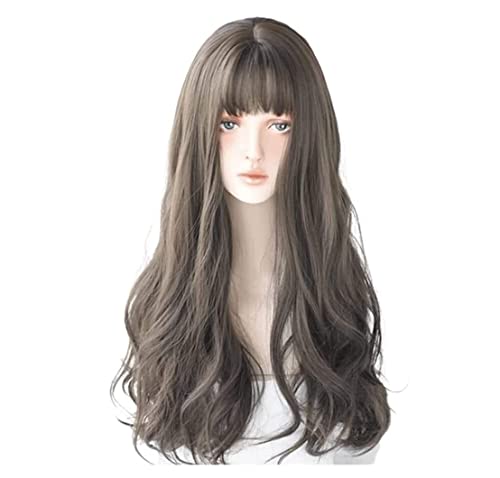 Perücke Perücken Long Wavy Wigs For Women Synthetic Heat Resistant Fiber Wig Sweet Girl Wig (Blue : E, Size : 26in) von RUVOO