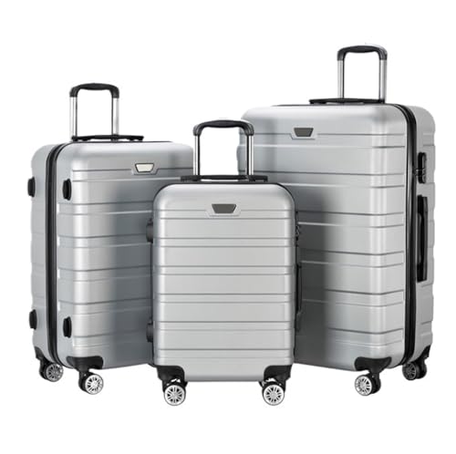 RUVOO Koffer Trolley Reisekoffer 3-teiliges Gepäckset, 20/24/28 Zoll Hartschalen-Kofferset, Koffer Für Damen, Herren, Familie Koffer Gepäck Rollkoffer (Color : B, Size : 3-Piece Set) von RUVOO