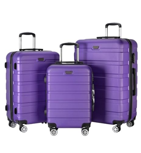 RUVOO Koffer Trolley Reisekoffer 3-teiliges Gepäckset, 20/24/28 Zoll Hartschalen-Kofferset, Koffer Für Damen, Herren, Familie Koffer Gepäck Rollkoffer (Color : C, Size : 3-Piece Set) von RUVOO