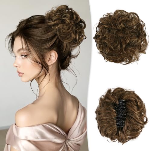 RUWISS Claw Clip Messy Bun Großes Haarteil Echthaar Wellig Lockig Haardutt Chignon Bun Extensions Krallen Clip Haar Scrunchies für Damen Frauen, Braun Gemischt RUWISS Claw Clip Messy Bun Großes Haarteil Echthaar Wellig Lockig Haardutt Chignon Bun Extensions Krallen Clip Haar Scrunchies für Damen Frauen, Braun Gemischt von RUWISS