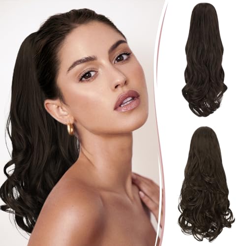 RUWISS Doppelnutzung Ponytail Extension 45 cm Klaue Clip in Lockig Wellig Pferdeschwanz Synthetik Hair Extensions für Damen Natürlich aussehende Haarteil für den täglichen Gebrauch von RUWISS