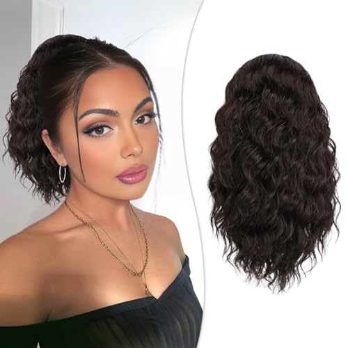 RUWISS Haarteil Braun Lockig Pferdeschwanz, 30cm Clip in Gewellt Ponytail Extension Lang Pferdeschwanz Zopf Extensions Synthetik Haarverlängerung für Frauen Damen RUWISS Haarteil Braun Lockig Pferdeschwanz, 30cm Clip in Gewellt Ponytail Extension Lang Pferdeschwanz Zopf Extensions Synthetik Haarverlängerung für Frauen Damen von RUWISS