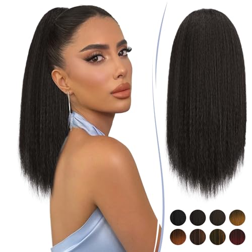 RUWISS Kordelzug Pferdeschwanz für Schwarze Frauen Yaki Gerade Pferdeschwanz Haarverlängerung 40 CM Dicke Pony Schwanz Clip im Synthetischen Pferdeschwanz Haarteil Schwarzbraun RUWISS Kordelzug Pferdeschwanz für Schwarze Frauen Yaki Gerade Pferdeschwanz Haarverlängerung 40 CM Dicke Pony Schwanz Clip im Synthetischen Pferdeschwanz Haarteil Schwarzbraun von RUWISS