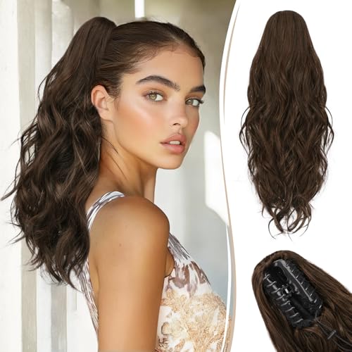 RUWISS Pferdeschwanz Haarteil mit Klammer, 45cm Gewellte Claw Clip in Pferdeschwanz Haarverlängerungen Lange Synthetik Lockigen Ponytail Extension für Frauen, Braun Gemischt Rotbraun RUWISS Pferdeschwanz Haarteil mit Klammer, 45cm Gewellte Claw Clip in Pferdeschwanz Haarverlängerungen Lange Synthetik Lockigen Ponytail Extension für Frauen, Braun Gemischt Rotbraun von RUWISS