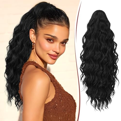 RUWISS Pferdeschwanz Verlängerung mit Klammer, 51 cm Lange Lockig Wellig Claw Clip in Ponytail Synthetik Haarteil Pferdeschwanz für Frauen, Natürlich Schwarz RUWISS Pferdeschwanz Verlängerung mit Klammer, 51 cm Lange Lockig Wellig Claw Clip in Ponytail Synthetik Haarteil Pferdeschwanz für Frauen, Natürlich Schwarz von RUWISS