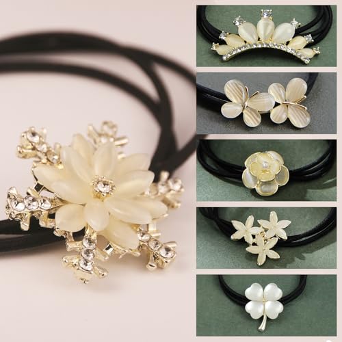 Stylische Haargummis mit einzigartigem Katzenaugen-Muster, eleganter Pferdeschwanz-Halter und Haar-Accessoires für Frauen und Mädchen, 6 Stück von RUYARU