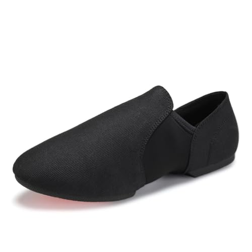 RUYBOZRY Damen Jazz Tanzschuhe Geschlossene Zehe Professionelle Stretch-Stoff Tango Moderne Jazz Dance Schuhe RY-TLBJS-Schwarz-1cm Absatz-Gummisohle,EU 37 von RUYBOZRY