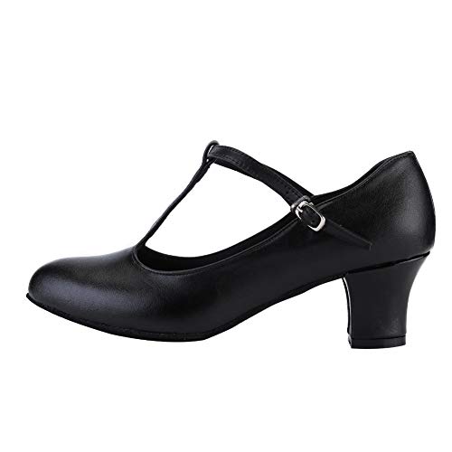 RUYBOZRY Damen Latein Tanzschuhe Salsa Ballsaal Leistung Ballsaal Tanzschuhe,KM727-MD-5-Black,EU39 von RUYBOZRY