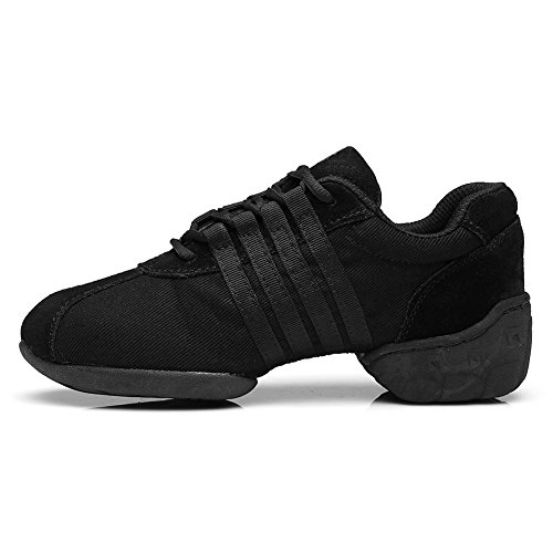 RUYBOZRY Damen & Herren Tanz-Sneakers Geteilte Sohle Freizeit Jazzschuhe Outdoor Tanzschuhe,Model T01C-WQD,Nero,EU 34 von RUYBOZRY