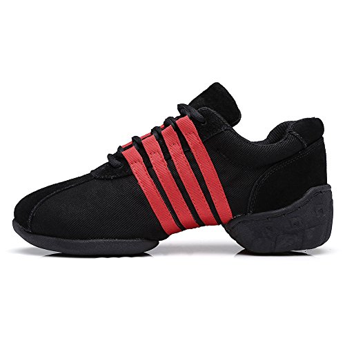 RUYBOZRY Damen & Herren Tanz-Sneakers Geteilte Sohle Freizeit Jazzschuhe Outdoor Tanzschuhe,Model T01C-WQD,Rosso,EU 44 von RUYBOZRY