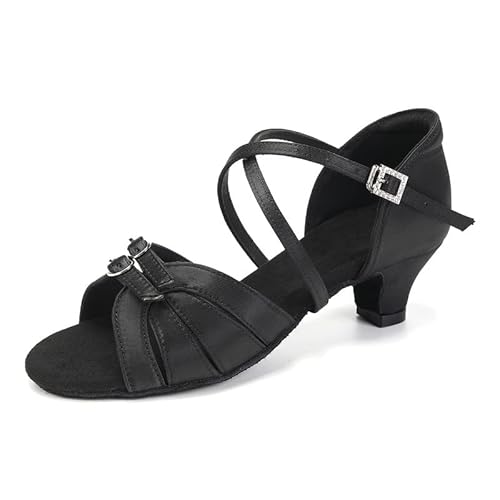 RUYBOZRY Latein Tanzschuhe Damen Satin Tanzschuhe Mädchen Latein,EM-D28-Negro-4,EU42 von RUYBOZRY