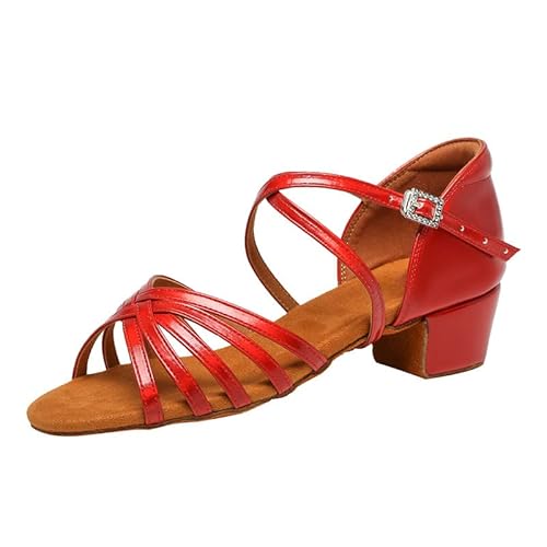 RUYBOZRY Latein Tanzschuhe Damen Satin Tanzschuhe Mädchen Latein,L102-Rot-3.5,EU37 von RUYBOZRY
