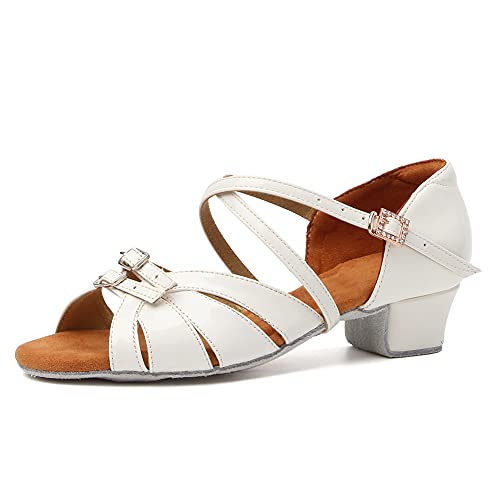 RUYBOZRY Latein Tanzschuhe Damen Satin Tanzschuhe Mädchen Latein,Modell WLLD28-Weiß-3.5,EU34 von RUYBOZRY