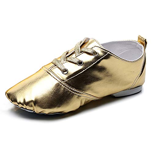 RUYBOZRY PU Gold & Silber Jazz Schuhe Ledersohle Nodern Jazz Schuhe für Mädchen & Jungen & Frauen & Männer,Modell-TJ-Jazz-DBJY,Gold,39 EU von RUYBOZRY