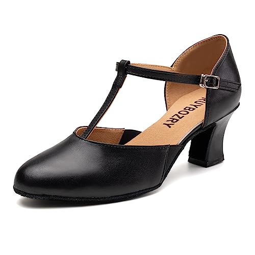 RUYBOZRY Tanzschuhe Damen Standard und Latein Geschlossen Bachata Tango Tanzschuhe Salsa Ballsaal Tanz Sandalen,YCD29-Schwarz-6-Suede Sole,EU 35 von RUYBOZRY