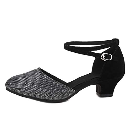 RUYBOZRY Tanzschuhe Standard und Latein Damen Fersen Geschlossene Zehen Salsa Party Ballsaal,DY117-R, Schwarz-3.5,EU 38.5 von RUYBOZRY