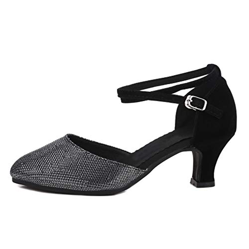 RUYBOZRY Tanzschuhe Standard und Latein Damen Fersen Geschlossene Zehen Salsa Party Ballsaal,DY117-S, Schwarz-5.5,EU 37 von RUYBOZRY