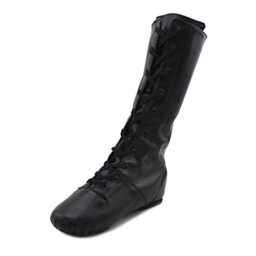 RUYBOZRY Unisex High Top Jazztanzschuhe Split Ledersohle Dance Stiefel für Mädchen & Jungen & Frauen & Männer,Modell-TJ-Jazz-PUJC,Schwarz,38 EU von RUYBOZRY