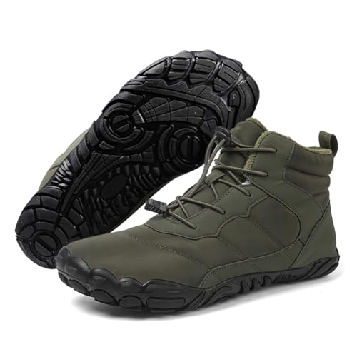 RUYI Barfußschuhe Winter Herren Damen Barfussschuhe Wasserabweisend, Warm Gefüttert Winterschuhe Traillaufschuhe mit rutschfest Sohle & Breiter Zehenbox von RUYI