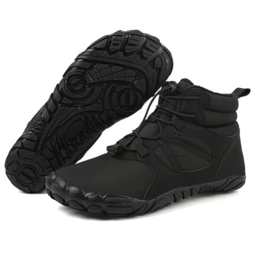 RUYI Barfußschuhe Winter Herren Damen Barfussschuhe Wasserabweisend, Warm Gefüttert Winterschuhe Traillaufschuhe mit rutschfest Sohle & Breiter Zehenbox von RUYI