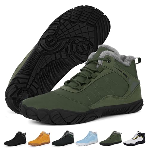 RUYI Barfußschuhe Winter Herren Damen Barfussschuhe Wasserabweisend, Warm Gefüttert Winterschuhe Traillaufschuhe mit rutschfest Sohle & Breiter Zehenbox von RUYI