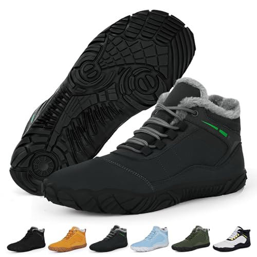 RUYI Barfußschuhe Winter Warm Gefütter Winterschuhe Damen Herren Barfussschuhe Wasserabweisend Traillaufschuhe mit rutschfest Sohle & Breiter Zehenbox von RUYI