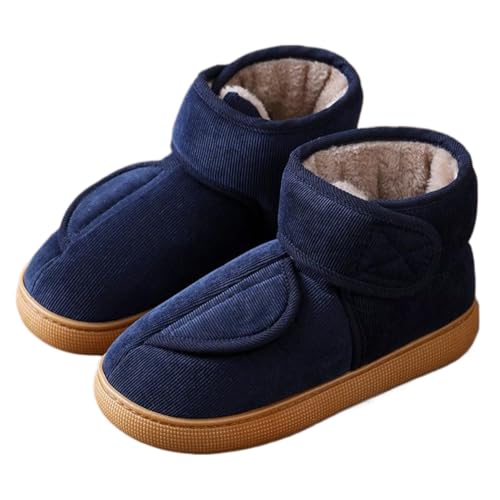 RUYI Diabetiker Hausschuhe Herren Damen Warm Hausschuhe Winter Verstellbar Klettverschluss Extra Weit Pantoffeln Bequemer Rehaschuhe für Senioren mit Rutschfeste Sohle von RUYI