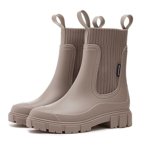 RUYI Gummistiefel Damen Wasserdicht Halbhohe Boots Rutschfeste Regenstiefel Regenschuhe Stiefeletten Gartenschuhe Gummistiefeletten von RUYI