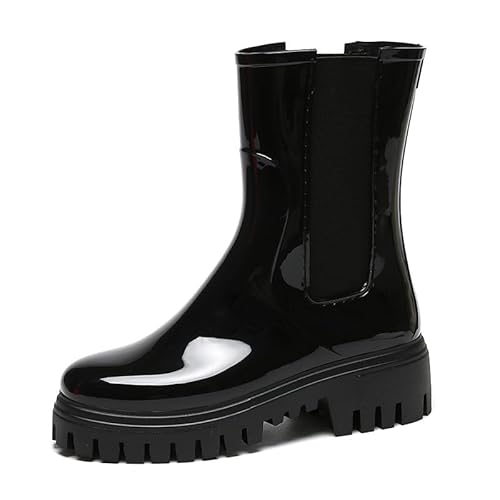 RUYI Gummistiefel Damen Wasserdicht Halbhohe Boots Rutschfeste Regenstiefel Regenschuhe Stiefeletten Gartenschuhe Gummistiefeletten von RUYI