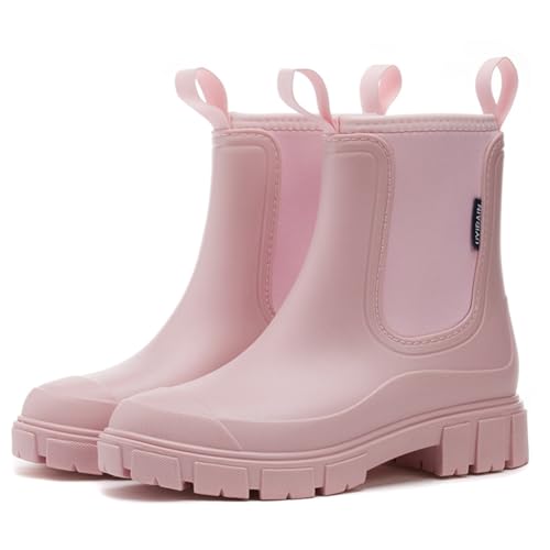 RUYI Gummistiefel Damen Wasserdicht Halbhohe Boots Rutschfeste Regenstiefel Regenschuhe Stiefeletten Gartenschuhe Gummistiefeletten von RUYI