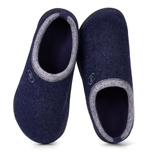 RUYI Hausschuhe Herren Damen Filz Pantoffeln Warme Bequem Filzpantoffeln Winter Slippers mit Fußgewölbeunterstützung & Rutschfeste Gummisohle für Drinnen und Draussen von RUYI