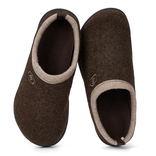 RUYI Hausschuhe Herren Damen Filz Pantoffeln Warme Bequem Filzpantoffeln Winter Slippers mit Fußgewölbeunterstützung & Rutschfeste Gummisohle für Drinnen und Draussen von RUYI