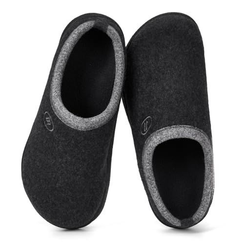 RUYI Hausschuhe Herren Damen Filz Pantoffeln Warme Bequem Filzpantoffeln Winter Slippers mit Fußgewölbeunterstützung & Rutschfeste Gummisohle für Drinnen und Draussen von RUYI