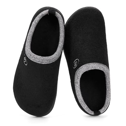 RUYI Hausschuhe Herren Damen Filz Pantoffeln Warme Bequem Filzpantoffeln Winter Slippers mit Fußgewölbeunterstützung & Rutschfeste Gummisohle für Drinnen und Draussen von RUYI