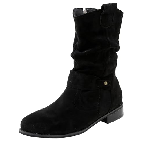 RUYI Stiefeletten Damen Elegant Wildleder Winterschuhe Flacher Halbstiefel Spitz Stiefelette Ankle Boots Schlupfschuhe Blockabsatz Winterstiefel Westernstiefel Damenstiefel RUYI Stiefeletten Damen Elegant Wildleder Winterschuhe Flacher Halbstiefel Spitz Stiefelette Ankle Boots Schlupfschuhe Blockabsatz Winterstiefel Westernstiefel Damenstiefel von RUYI
