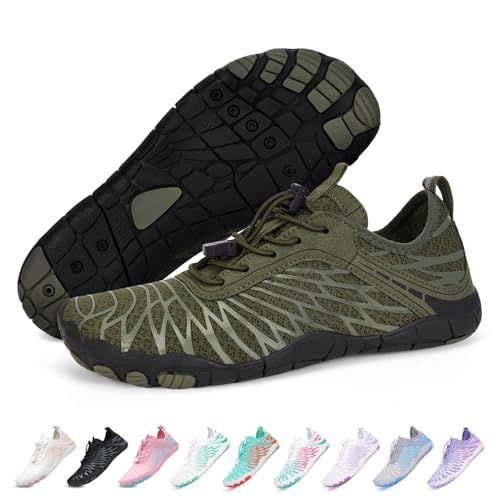 RUYI Unisex Barfußschuhe Damen Herren Traillaufschuhe, Weich Leicht Fitnessschuhe mit rutschfest Sohle & Breiter Zehenbox, Schnell Trocknend Badeschuhe von RUYI