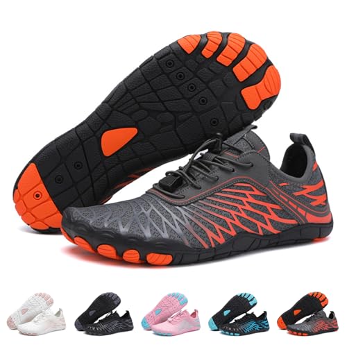 RUYI Unisex Barfußschuhe Damen Herren Traillaufschuhe, Weich Leicht Fitnessschuhe mit rutschfest Sohle & Breiter Zehenbox, Schnell Trocknend Badeschuhe von RUYI