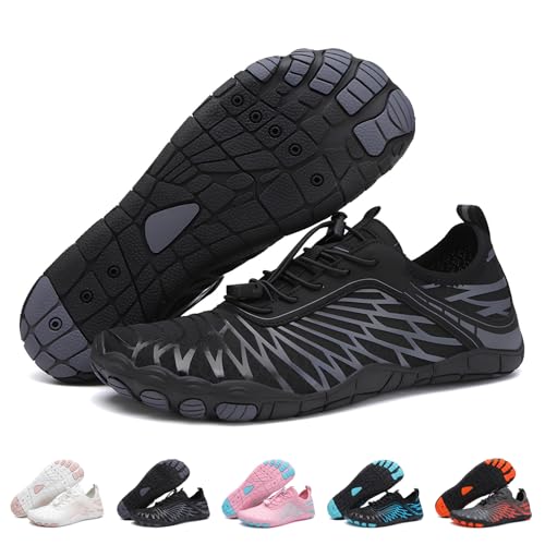 RUYI Unisex Barfußschuhe Damen Herren Traillaufschuhe, Weich Leicht Fitnessschuhe mit rutschfest Sohle & Breiter Zehenbox, Schnell Trocknend Badeschuhe von RUYI