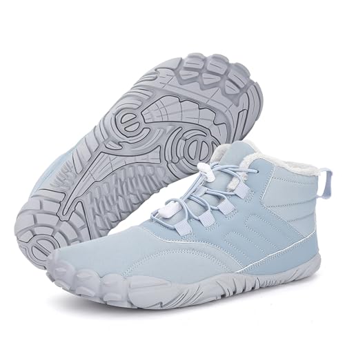 RUYI Barfußschuhe Winter Herren Damen Barfussschuhe Wasserabweisend, Warm Gefüttert Winterschuhe Traillaufschuhe mit rutschfest Sohle & Breiter Zehenbox von RUYI