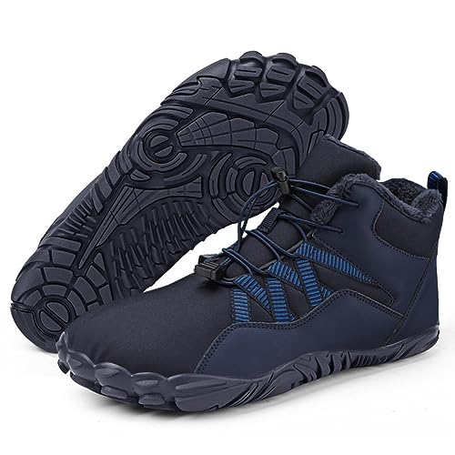 RUYI Barfußschuhe Winter Herren Damen Barfussschuhe Wasserabweisend, Warm Gefüttert Winterschuhe Traillaufschuhe mit rutschfest Sohle & Breiter Zehenbox von RUYI