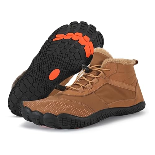 RUYI Barfußschuhe Winter Herren Damen Barfussschuhe Wasserabweisend, Warm Gefüttert Winterschuhe Traillaufschuhe mit rutschfest Sohle & Breiter Zehenbox von RUYI