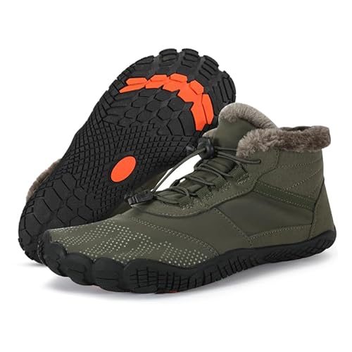 RUYI Barfußschuhe Winter Herren Damen Barfussschuhe Wasserabweisend, Warm Gefüttert Winterschuhe Traillaufschuhe mit rutschfest Sohle & Breiter Zehenbox von RUYI