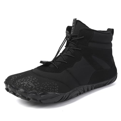 RUYI Barfußschuhe Winter Herren Damen Barfussschuhe Wasserabweisend, Warm Gefüttert Winterschuhe Traillaufschuhe mit rutschfest Sohle & Breiter Zehenbox von RUYI