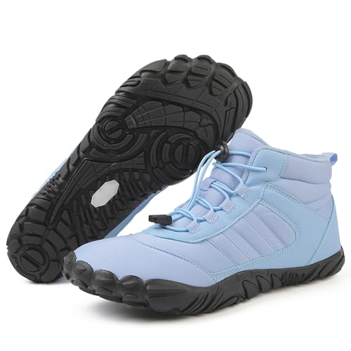 RUYI Barfußschuhe Winter Herren Damen Barfussschuhe Wasserabweisend, Warm Gefüttert Winterschuhe Traillaufschuhe mit rutschfest Sohle & Breiter Zehenbox von RUYI