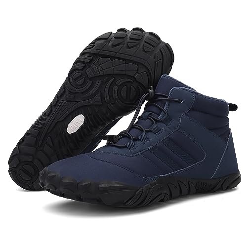 RUYI Barfußschuhe Winter Herren Damen Barfussschuhe Wasserabweisend, Warm Gefüttert Winterschuhe Traillaufschuhe mit Rutschfest Sohle & Breiter Zehenbox von RUYI