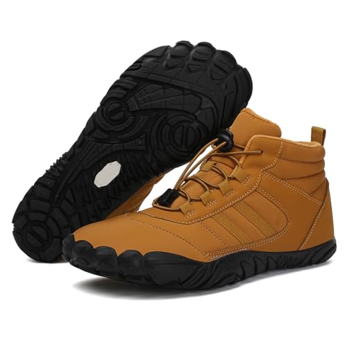 RUYI Barfußschuhe Winter Herren Damen Barfussschuhe Wasserabweisend, Warm Gefüttert Winterschuhe Traillaufschuhe mit rutschfest Sohle & Breiter Zehenbox von RUYI