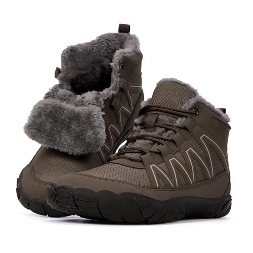 RUYI Winter Barfußschuhe Damen Herren Barfussschuhe Warm Gefüttert Winterschuhe Wasserabweisend Traillaufschuhe Bequem Winterstiefel mit Breite Zehenbox von RUYI