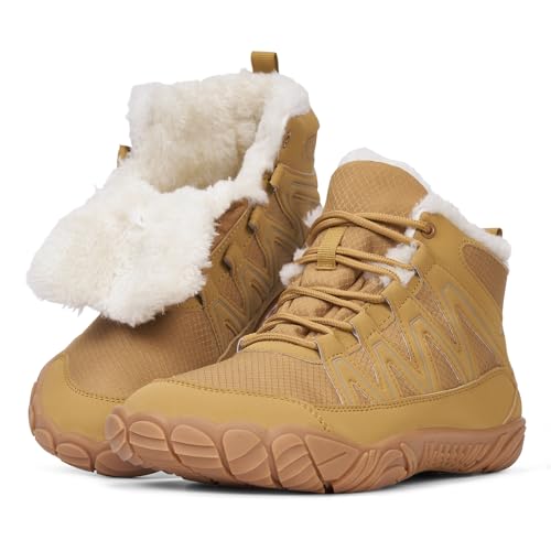 RUYI Winter Barfußschuhe Damen Herren Barfussschuhe Warm Gefüttert Winterschuhe Wasserabweisend Traillaufschuhe Bequem Winterstiefel mit Breite Zehenbox von RUYI