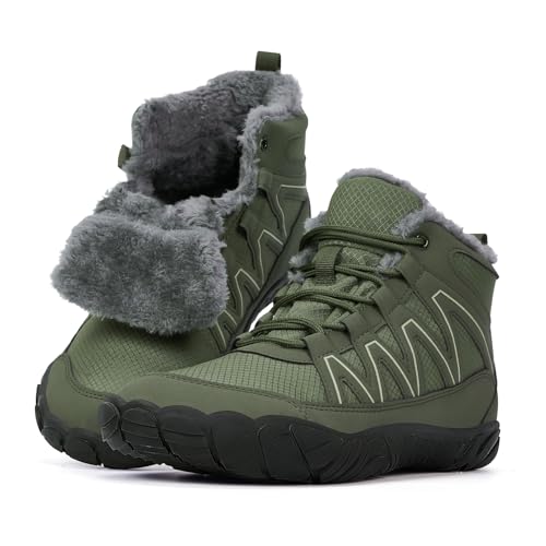 RUYI Winter Barfußschuhe Damen Herren Barfussschuhe Warm Gefüttert Winterschuhe Wasserabweisend Traillaufschuhe Bequem Winterstiefel mit Breite Zehenbox von RUYI